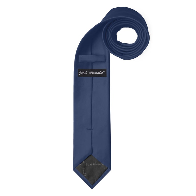 Jacob Alexander Boy's Regular Self Tie Prep Solid Color Necktie - Steel Blue - Image 2
